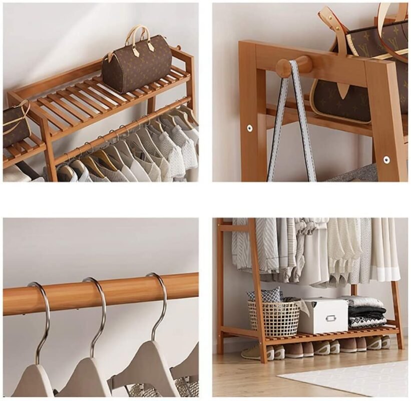 ADA Handicraft Premium Bamboo Clothes Rack Heavy Duty Garment Stand ...