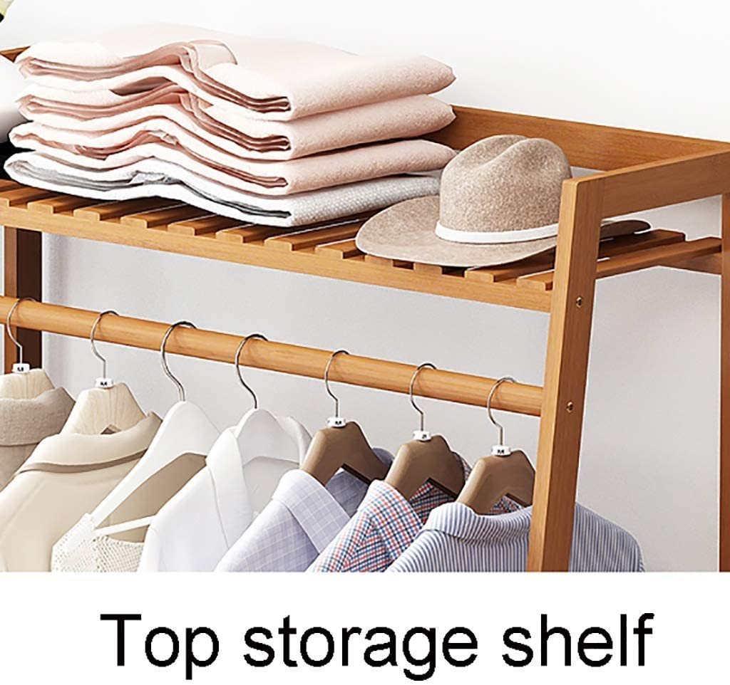 ADA Bamboo Clothes Rack Heavy Duty Garment Stand Coat Hanging Stand, 5 Tier Storage Shelves Closet Organizer for Bedroom, Living Room and Entryway-17