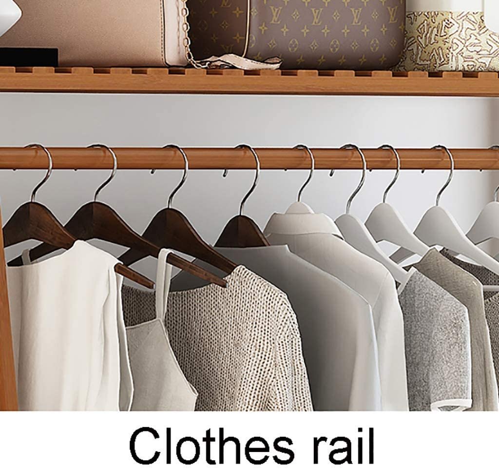 ADA Bamboo Clothes Rack Heavy Duty Garment Stand Coat Hanging Stand, 5 Tier Storage Shelves Closet Organizer for Bedroom, Living Room and Entryway-19