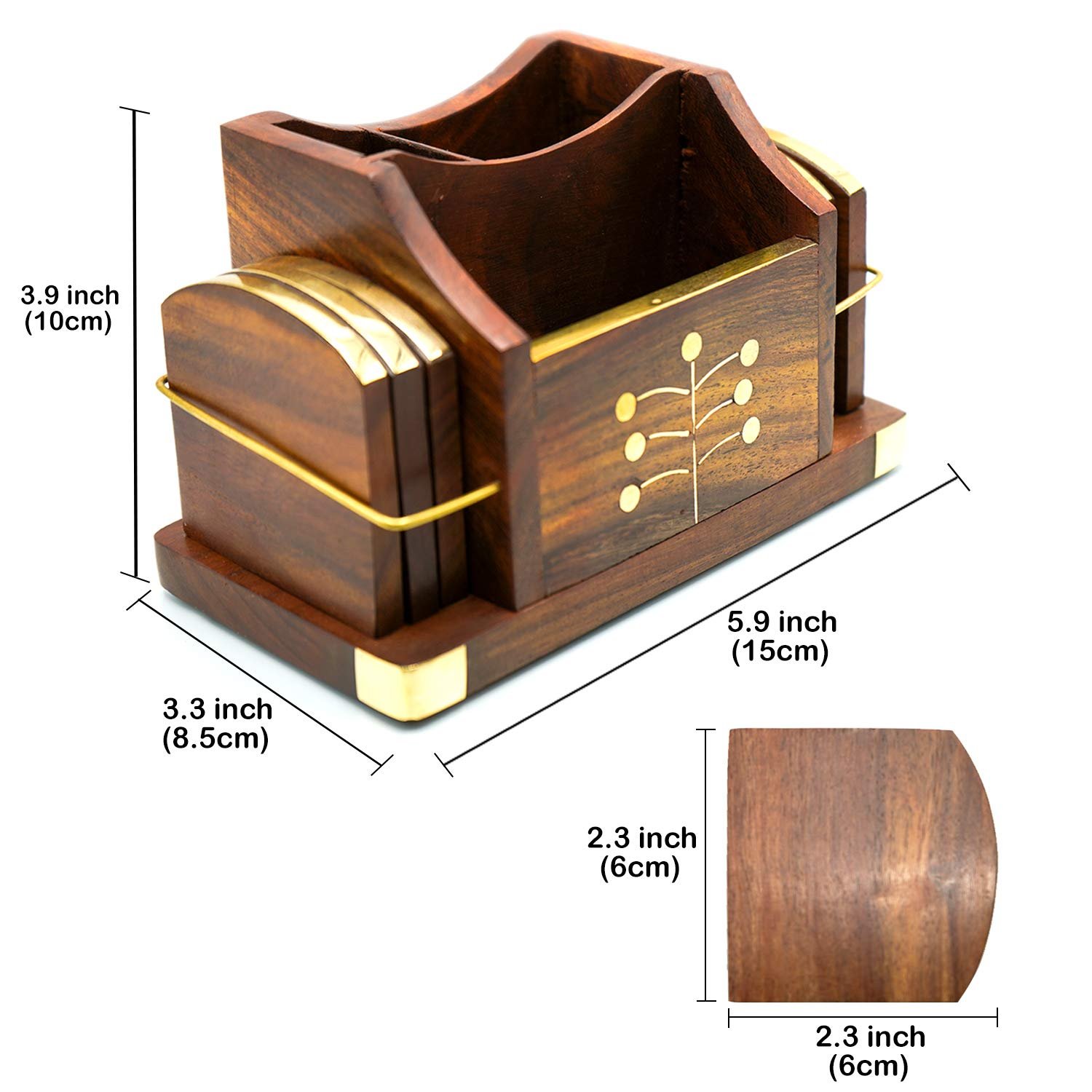 ADA Handicraft Wooden Coasters Cum Phone Stand 4