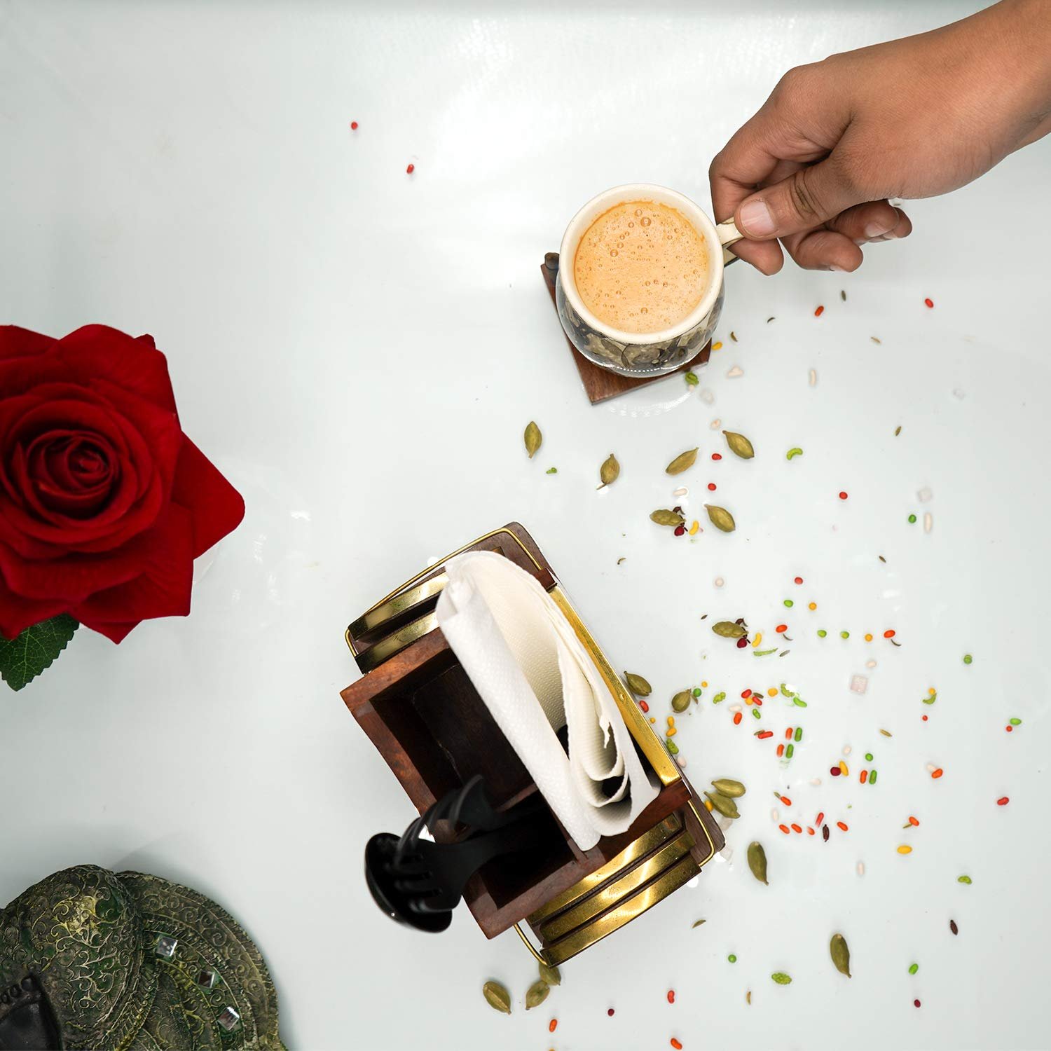 ADA Handicraft Wooden Coasters Cum Phone Stand 6