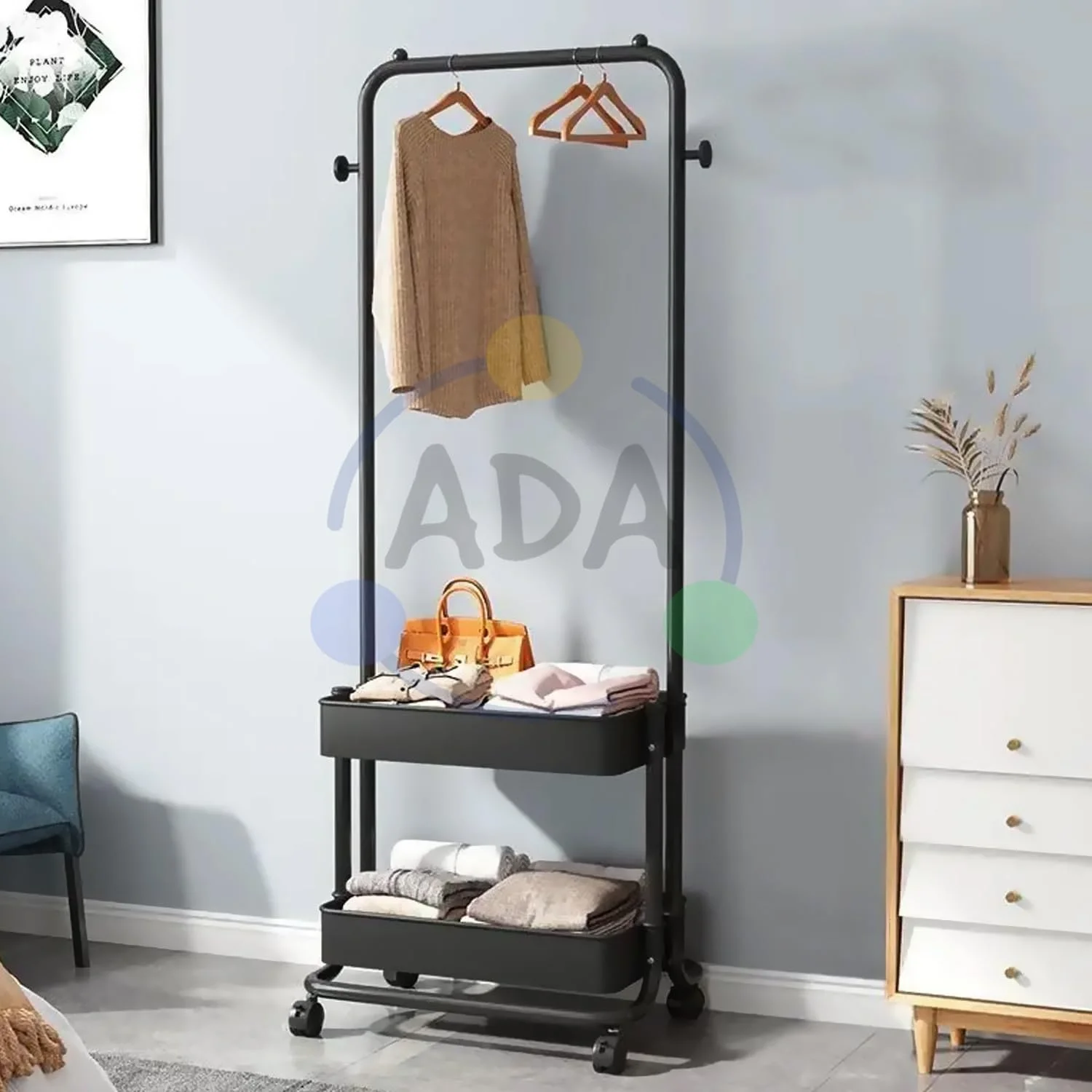 ADA_2Layer_Metal_Trolley_Rack_2303-Black 7