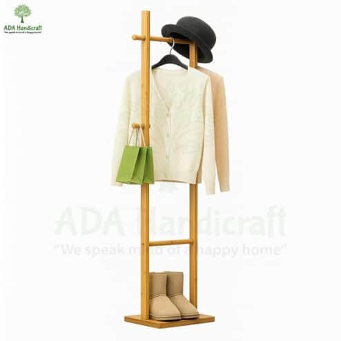 Alternative view of ADA Handicraft Premium Clothes Corner Rack Wooden Coat Hanger Stand with Side Hooks for Hanging Clothes & Bags Storage Organizer Wooden Furniture Clothing Stand for Bedroom & Hallway (33 x 24 x 163)CM